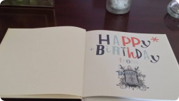 Inside first page of Tom's birthday book(photo Cheryl Anderson)