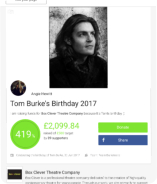 Just Giving page Tom's birthday 2017
